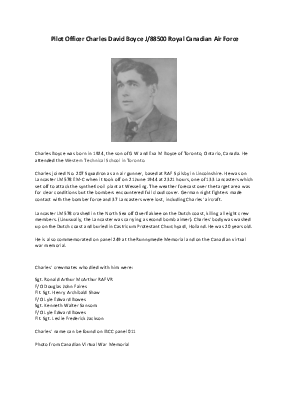 A preview of a PDF biography for Boyce, Charles David